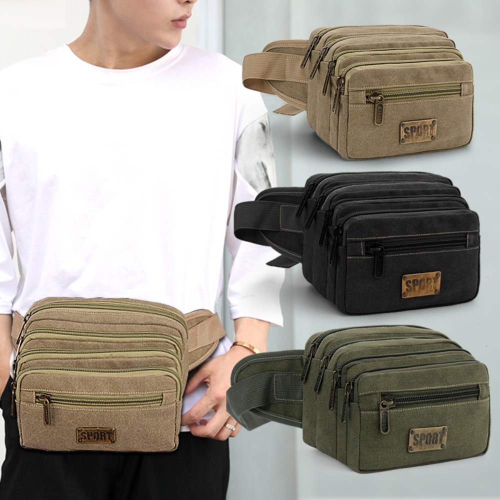 Running Gear Organizer - Useful Canvas Waist Bags Multiple Pockets